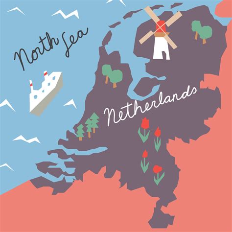 Cute Netherlands Map 12510718 Vector Art At Vecteezy