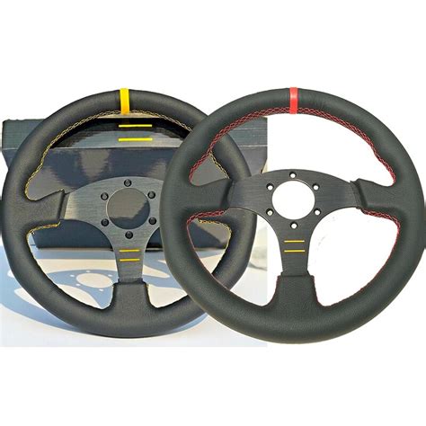 shipping mm  universal flat genuine leather racing sport car steering wheelsteering