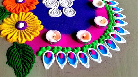 easy  attractive multicolored kolam  festivals diwali navratri youtube