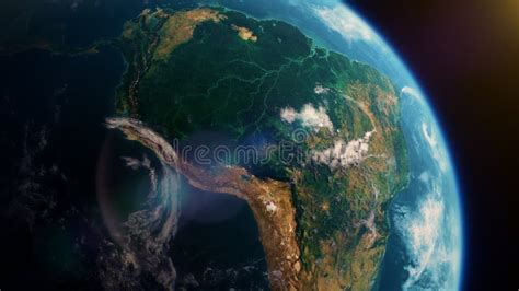 regenwoud van amazon  zuid amerika vanuit de ruimtevaart vanuit een realistische aardrotatie