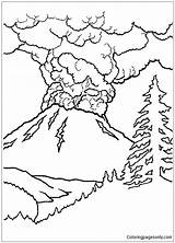 Active Coloring Volcano Pages Seasons Nature sketch template
