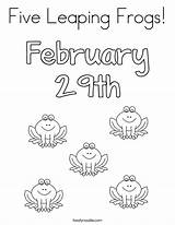 Leap Coloring Pages Frogs Year Leaping Five Color Printable Getcolorings Print sketch template