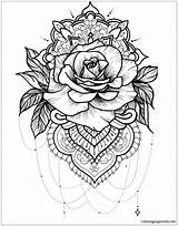 Mandala Rose Pages Coloring Color Printable Online Coloringpagesonly sketch template