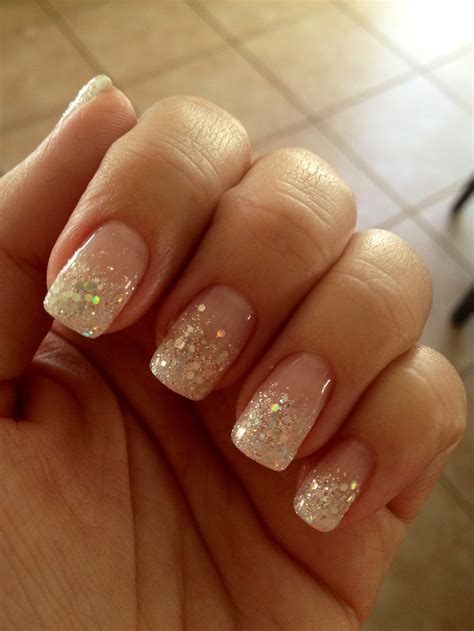 glitter natural nails conservative  pretty glitter french manicure french tip nails nail