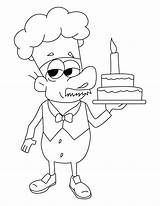 Coloring Birthday Chef Pages Cake sketch template