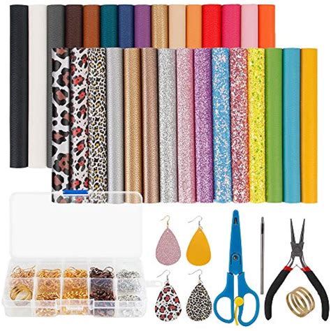 pieces leather earring making kit includes  styles faux sheets