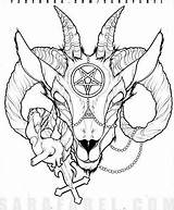 Satanic Goats Tatuajes Cabra Goat Brazo Dragón Sombrio Negros Demonio Satánicos Gato Egipcio sketch template