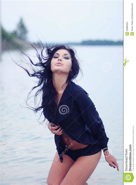provocative woman in black lacy shawl stock images image 22886554