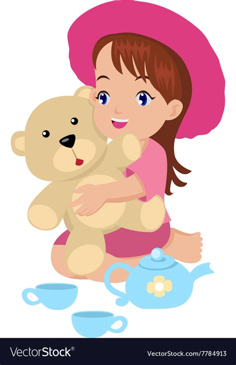 a girl playing with her toys royalty free vector image