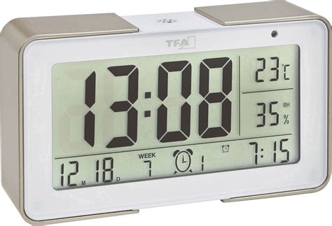 tfa dostmann  radio alarm clock gold white alarm times  conradcom