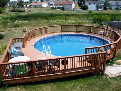 ground pool deck ideas wood relaxation area house