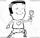 Rose Cartoon Boy Romantic Holding Clipart Cory Thoman Outlined Coloring Vector 2021 sketch template