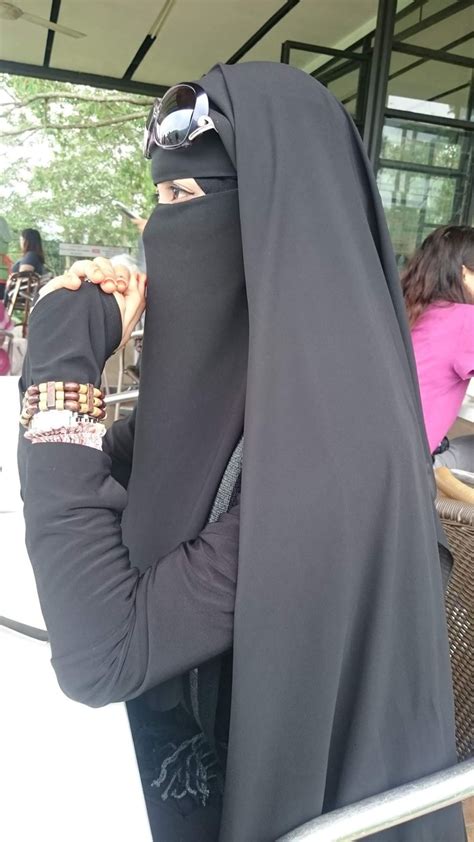 niqabi in black abaya with sunglasses … niqab fashion