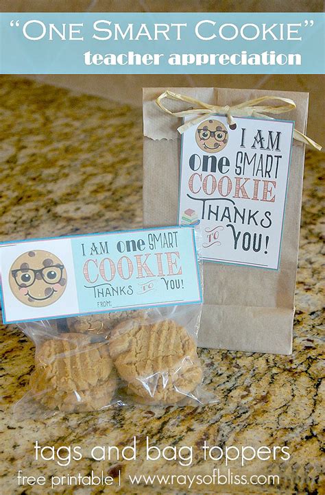 smart cookie tag  bag topper  printable teacher appreciation