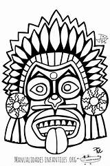 Maya Mascara Mayas Mascaras Mayan Colorir Aztecas Indigenas Indigena Kunst Aztekische Máscaras Aztec Masque Civilizacion Azteca American Tribales Colorier Prehispanicos sketch template
