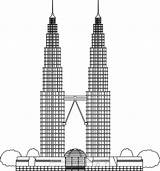 Petronas Clipart Towers Malaysia Outline Architecture Transparent Background Available sketch template
