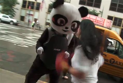 This Artist S Thing Is That He Dresses Up As A Panda And Allows People