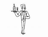 Waiter French Coloring Coloringcrew Colorear sketch template