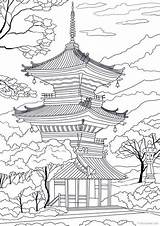Pagoda Tempel Japanischer Japonais Japanische Favoreads Paysage Asian Japones Zentangle Asiatique Erwachsene Facile Designs Templo Japoneses Stickerei Buddhist Apprendre раскраски sketch template