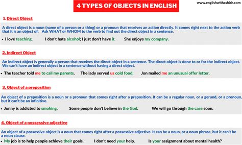 types  objects  english   detailed lesson