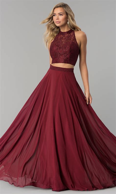 lace top two piece chiffon prom dress promgirl