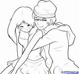 Girl Boy Draw Drawing Body Anime Coloring Easy Pages Step Hugging Drawings Cute Kissing Girls Holding Reference Sketch Pimp Pencil sketch template
