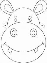 Hippo Mask Printable Coloring Kids Pdf Open Print  Masks sketch template