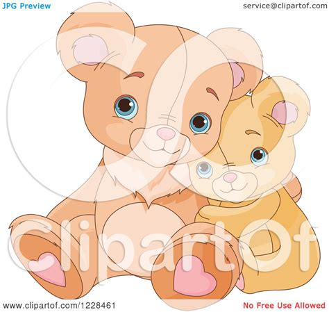 Clipart Of Cute Teddy Bears Cuddling And Hugging Royalty