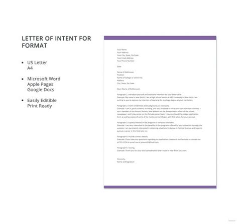 business letter  intent templates    premium