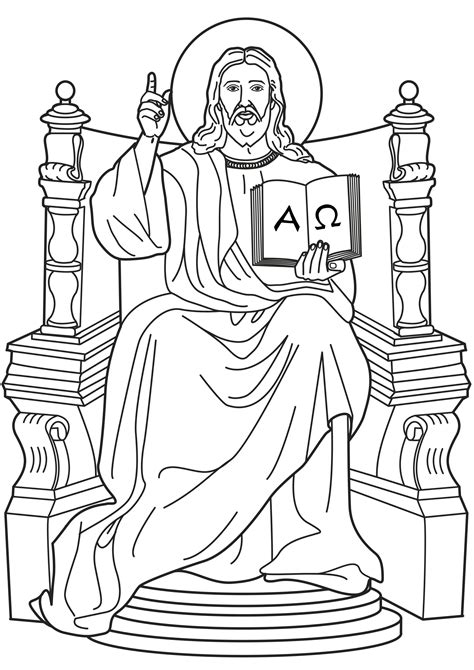 jesus king  kings    alpha  omega catholic coloring page