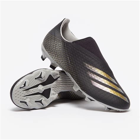 adidas  ghosted  laceless fg core blackmetallic gold melangegrey firm ground mens boots