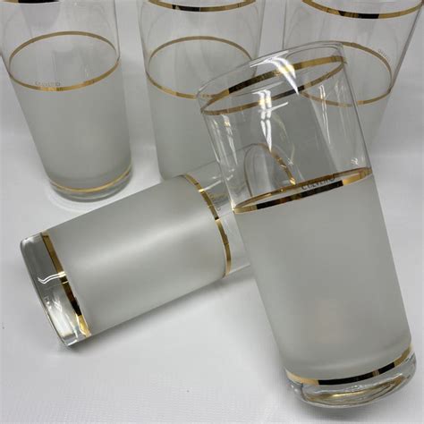 Vintage Culver Frosted And Clear Glass Drinking Glasses