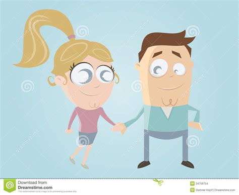 Funny Cartoon Couple Stock Vector Image Of Cute Happy