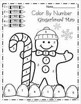 Number Color Worksheets Kindergarten Math Winter Gingerbread Preschool Numbers Activities Christmas Madebyteachers Printable Theme Coloring Worksheet Printables December Materna Scuola sketch template