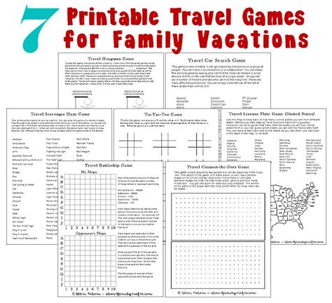 printable travel games  family vacations mothers home