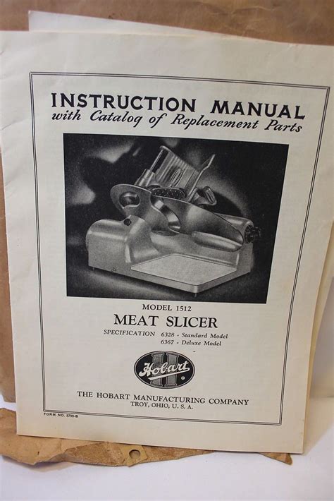 hobart meat slicer instruction parts manual model  meat slicers meat slicer