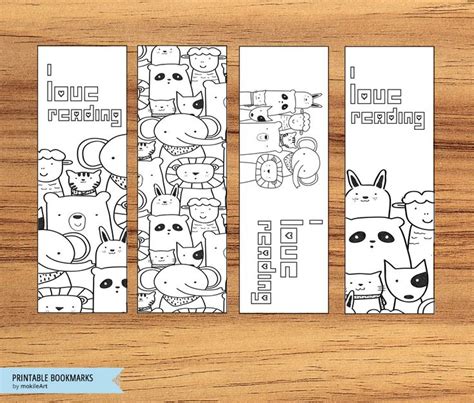 printable bookmarks animals bookmarks coloring page etsy bookmark