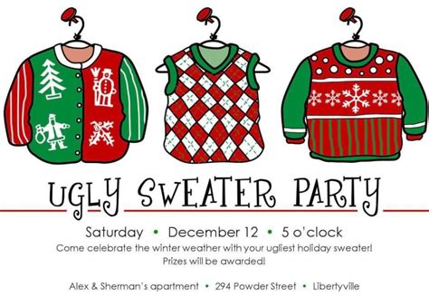 ugly sweater christmas party invitations template sampletemplatess