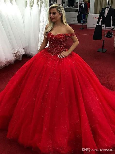sparkly off shoulder red ball gown evening dresses