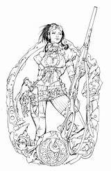 Mechanika Lady Inks Devgear Cover Deviantart Coloring Steampunk Girl Fantasy Draw Colouring Adult Visit Choose Board sketch template