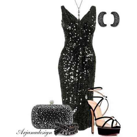 classy elegant black sequin dress strappy shoes fashion