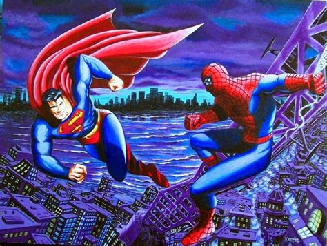 superman vs spiderman by acarrielart on deviantart