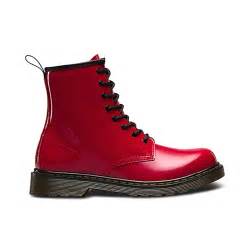 dr martens delaney boot patent red youth kids  jellyegg uk