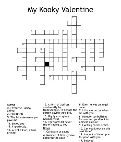 My Kooky Valentine Crossword Wordmint