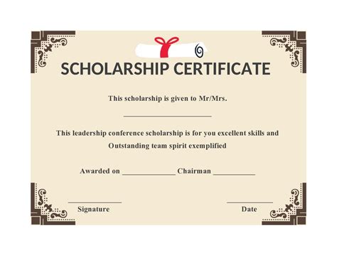scholarship award certificate template