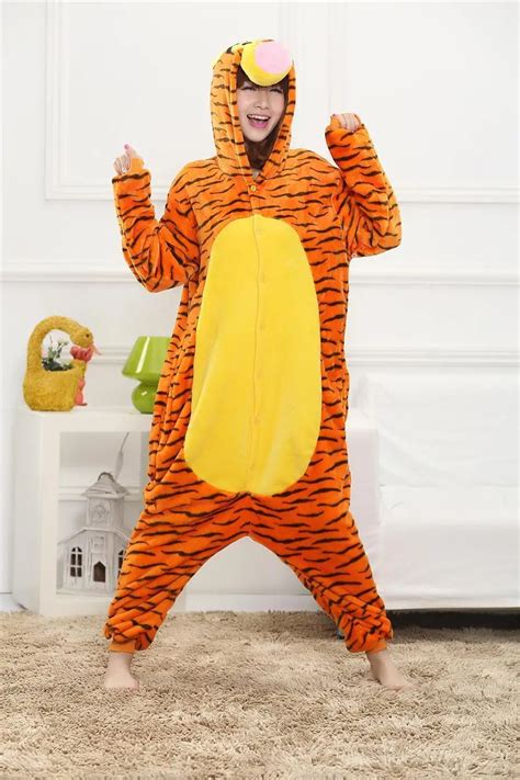 kigurumi adult animal tiger onesie pajamas tigger onesies hooded pijama pyjamas unisex flannel