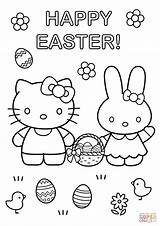 Kitty Easter Hello Coloring Pages Bunny Printable Happy Colouring Color Print Drawing Kids Online Book Egg Books Paper Spring Holidays sketch template