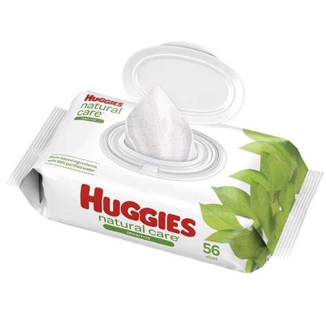 huggies natural care sensitive baby wipes unscented  flip top pack