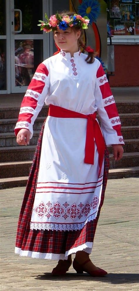 Local Fashion Traditional Costume Of Belarus Russian