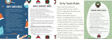 dirty santa rules printable  printable word searches